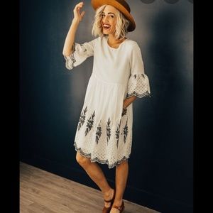 Roolee White Embroidered Eyelet Dress